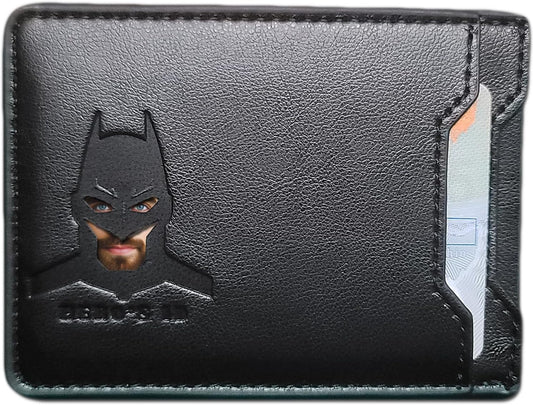 Leather Bat Wallet - Personalized Wallet Man Woman, Superhero Mask - Slim Card Holder, Bat ID Heroic Wallet- Unique Holiday Gift Birthday, Anniversary, for Dad, Husband, Boyfriend, Wife, Father'S Day